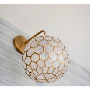 Serena & Lily Capiz Wall Sconce-Brass Gold
